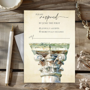 Watercolor Greek Column Wedding RSVP Response Card