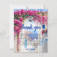 Watercolor Greek Island Floral Tile Thank You Card