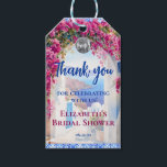 Watercolor Greek Italian Pink Flowers Blue Tiles  Gift Tags<br><div class="desc">Watercolor-painted Greek island Mamma Mia-themed party design with magenta pink bougainvillea flowers and blue Mediterranean tiles.</div>