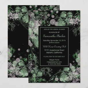 Watercolor Green and Pink Botanical Bridal Shower Invitation