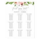 Watercolor green and pink floral wedding seat plan