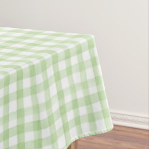 Watercolor Green and White Gingham Wedding Tablecloth