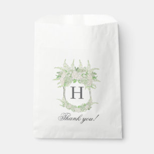 Watercolor Green and White Hydrangea Crest Favour Bag