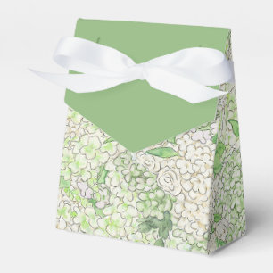 Watercolor Green and White Hydrangea Crest Favour Box