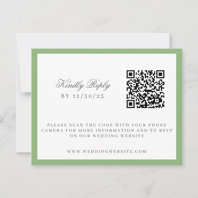 Watercolor Green and White Hydrangea Crest  RSVP Card (Front)