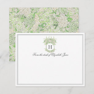 Watercolor Green and White Hydrangea Crest Wedding Thank You Card