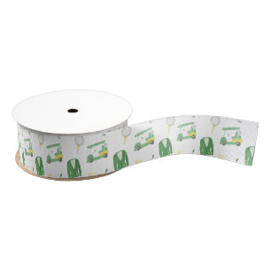 Watercolor Green and Yellow Golf Tournament  Grosgrain Ribbon