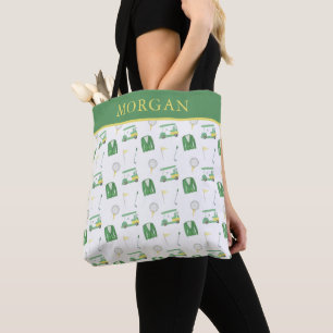 Watercolor Green and Yellow Golf Tournament Tote Bag