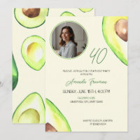 Watercolor Green Avocado Photo Birthday