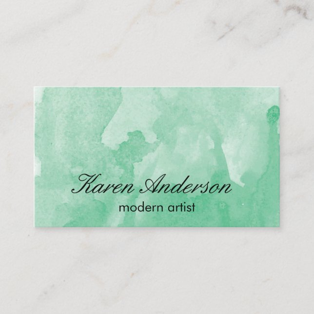 Watercolor (green) business card (Front)