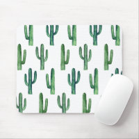 Watercolor green cactus pattern. Botanical cacti