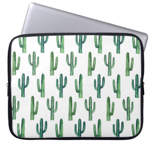 Watercolor green cactus pattern. Greenery cacti Laptop Sleeve