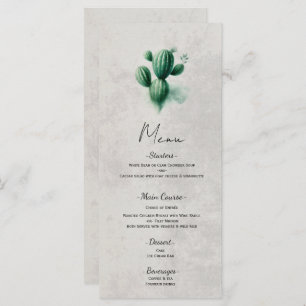 Watercolor Green Cactus Southwest Wedding Menu