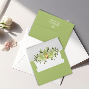 Watercolor Green Clivia Floral Bridal Shower Envelope