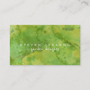 Watercolor green cool abstract garden designer business card
