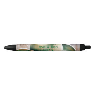 Watercolor Green Cowboy Hat in Snow Wedding Black Ink Pen