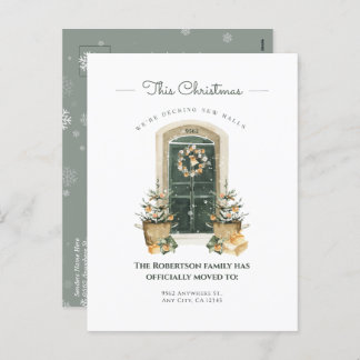 Watercolor Green Door Winter New Home Announcement