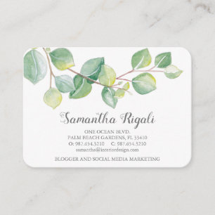 Watercolor Green Eucalyptus Business Card