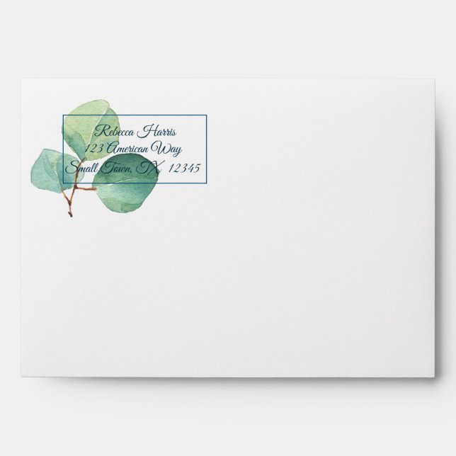 Watercolor Green Eucalyptus Envelope (Front)