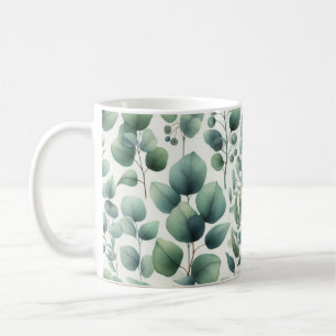 Watercolor Green Eucalyptus Leaves Coffee Mug