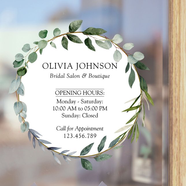 Watercolor Green Eucalyptus Leaves Opening Times (In situ)