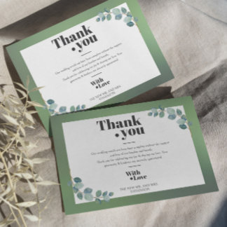 Watercolor Green Eucalyptus Thank You Card