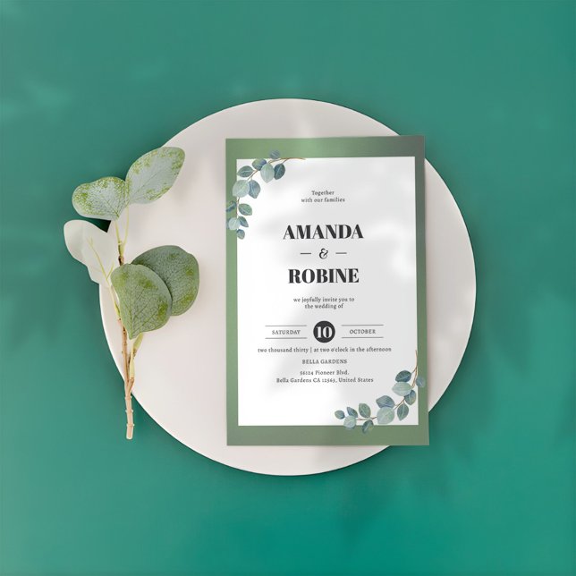 Watercolor Green Eucalyptus Wedding  Invitation (Creator Uploaded)