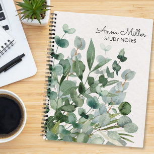 Watercolor Green Foliage Leaves Modern Notebook
