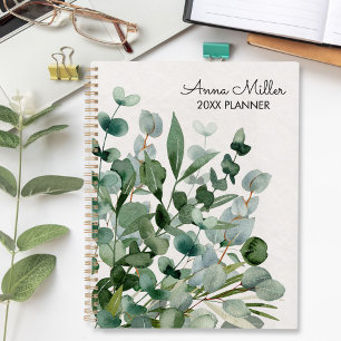 Watercolor Green Foliage Leaves Modern Planner
