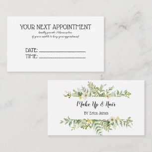 Watercolor Green Foliage Salon Appointment Card