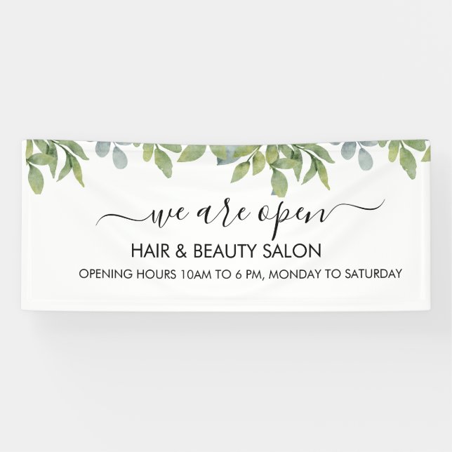 Watercolor Green Foliage Salon  Banner (Horizontal)