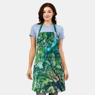 Watercolor Green Forest Apron