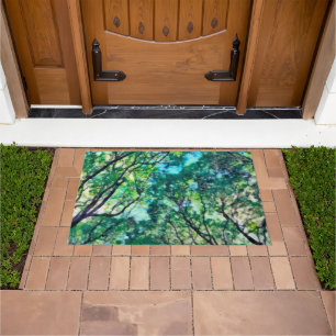 Watercolor Green Forest Doormat