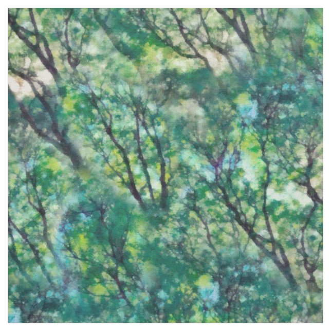 Watercolor Green Forest Pattern Fabric (Swatch)