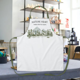 Watercolor Green Forest Personalised Business Apron