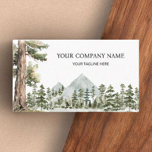 Watercolor Green Forest Personalised Outdoor Business Card