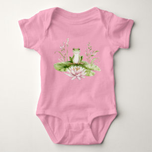 Watercolor Green Frog Baby Bodysuit