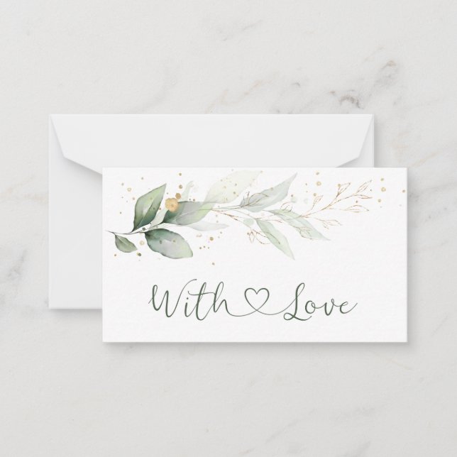 Watercolor Green Gold Foliage Thank You  Card (Front)