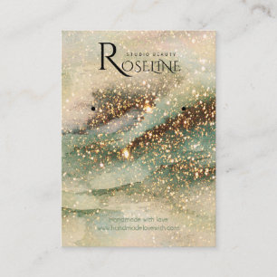 Watercolor green gold glitter jewlery Display Business Card
