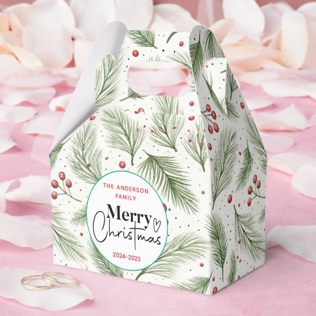 : Watercolor Green Grass – Festive Christmas Party Favour Box (Wedding)