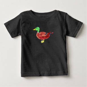 Watercolor Green Head Mallard Duck Baby T-Shirt