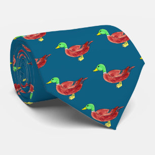 Watercolor Green Head Mallard Duck Tie