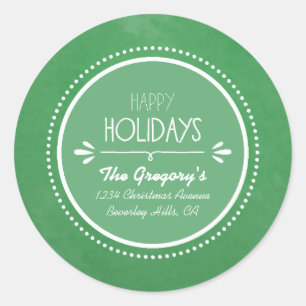 Watercolor green holiday address labels