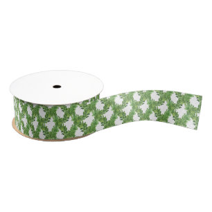 Watercolor Green Lattice Garland Grosgrain Ribbon