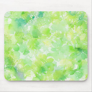 Watercolor Green Leaf Abstract Pattern Mouse Pad