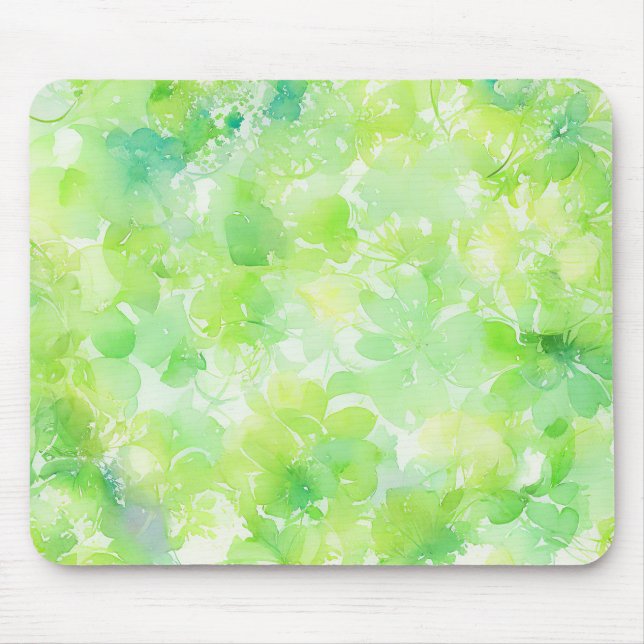 Watercolor Green Leaf Abstract Pattern Mouse Pad (Front)