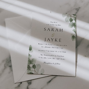 Watercolor Green Leaf Elegance Wedding Invitation