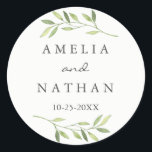 Watercolor Green Leaf Wedding Sticker<br><div class="desc">Matching Wedding Collection in the Little Bayleigh Store!</div>