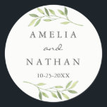 Watercolor Green Leaf Wedding Sticker<br><div class="desc">Matching Wedding Collection in the Little Bayleigh Store!</div>