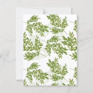 Watercolor Green Leafy Branches Pattern on Yellow  Postcard